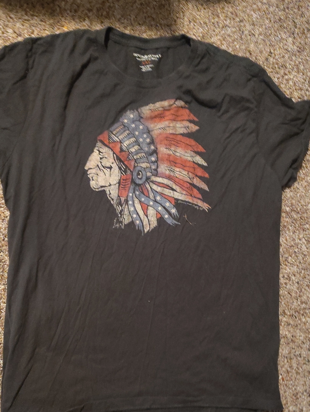 Denim & Supply Ralph Lauren Black Short-Sleeve Tee with Native Headdress Graphic